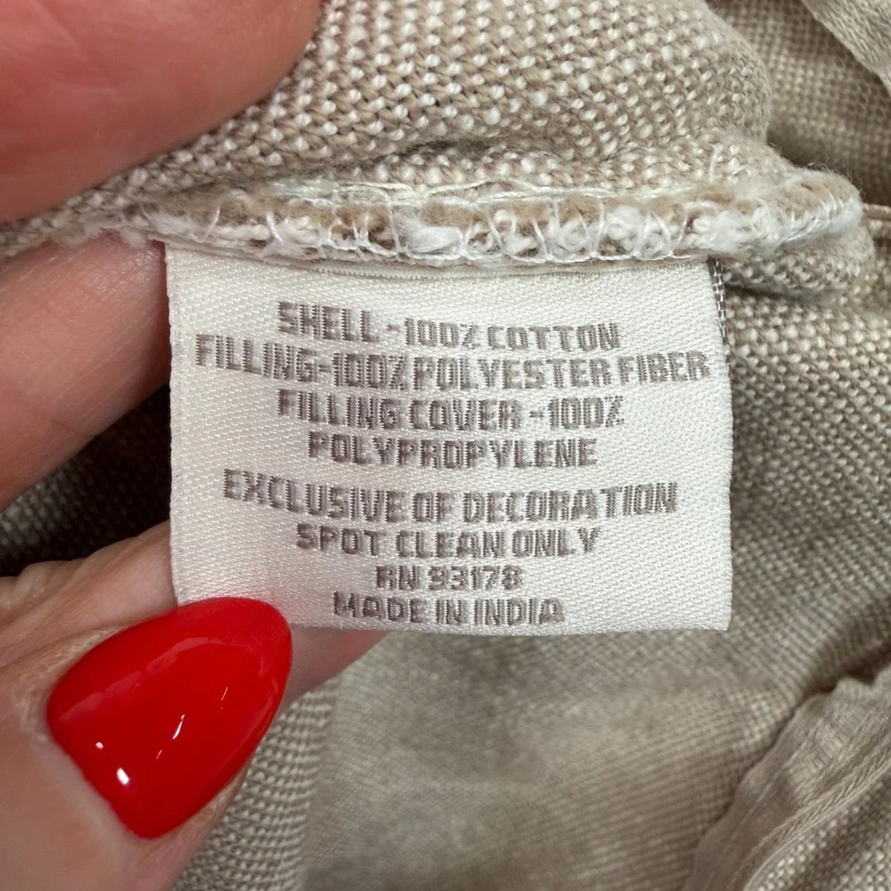 Magaschoni Home 24x24 Pillow Sham Ruffle Edge Cotton Textured Tan Euro Square